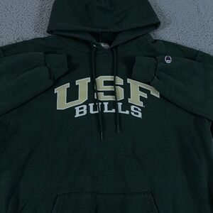 USF Bulls Hoodie Mens XL Green Champion Fleece Sweatshirt Embroidered Football